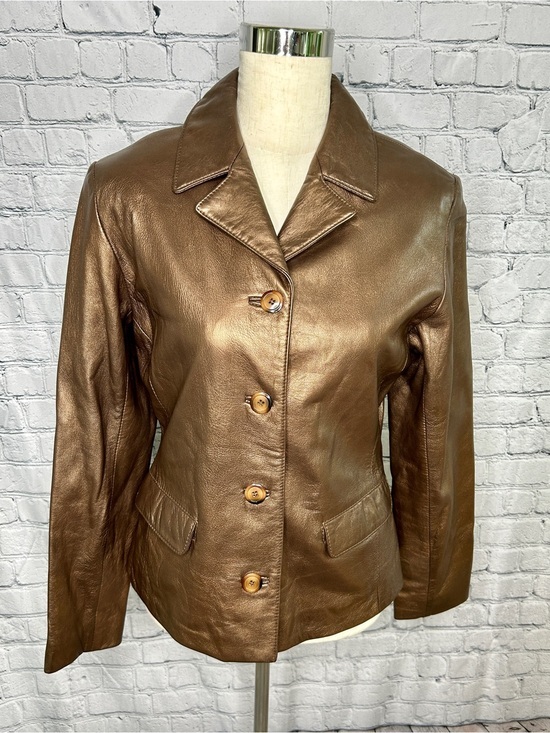John Carlisle Jackets & Blazers - John Carlisle Women's Bronze Leather Jacket Medium Genuine Leather Button Blazer